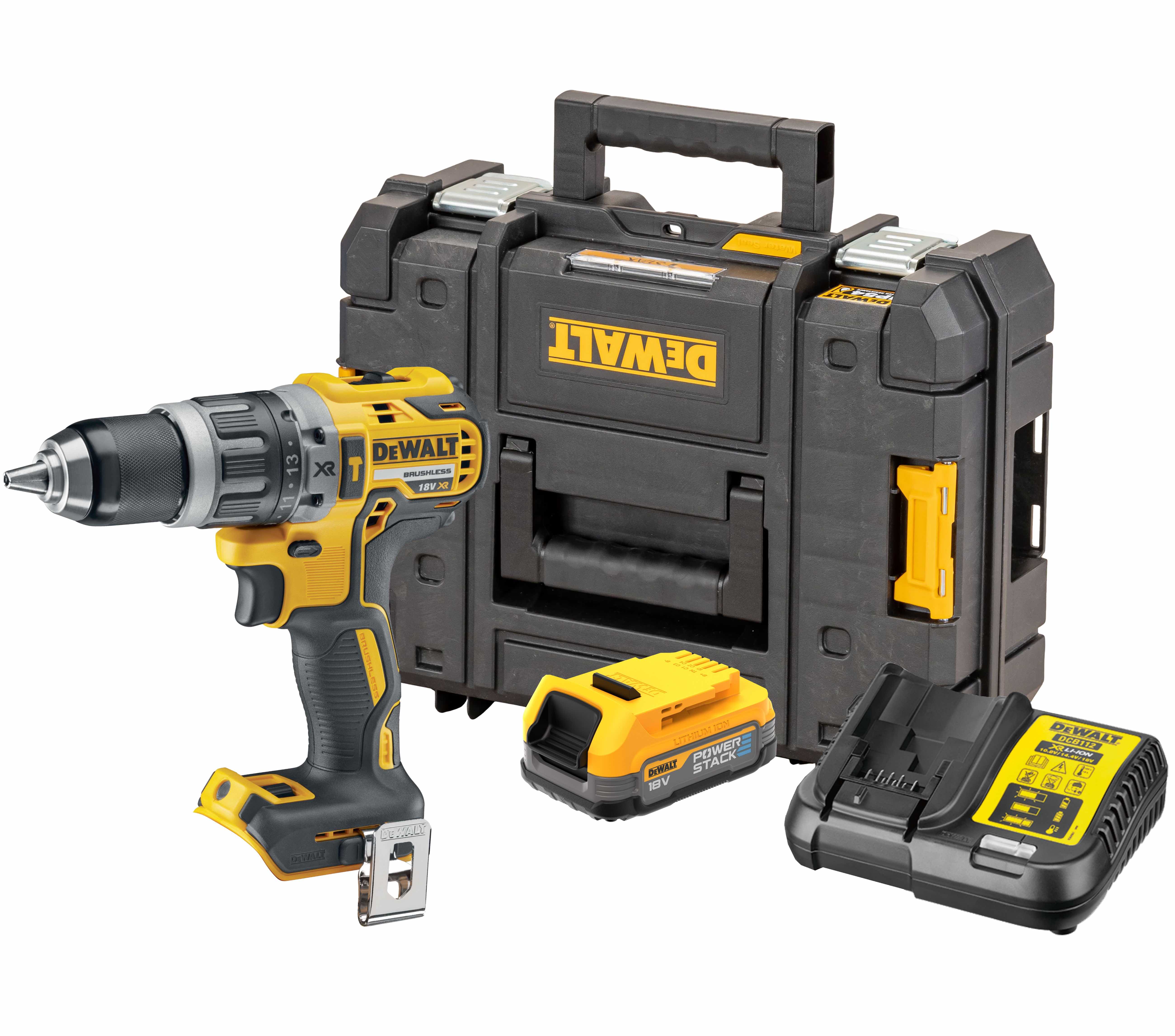 Аккумуляторная ударная дрель-шуруповерт DEWALT DCD796E1T, 18 В, 2000 об/мин, 34000 уд/мин, с АКБ 1.7 Ач и ЗУ, в кейсе TSTAK (DCD796E1T-XJ)