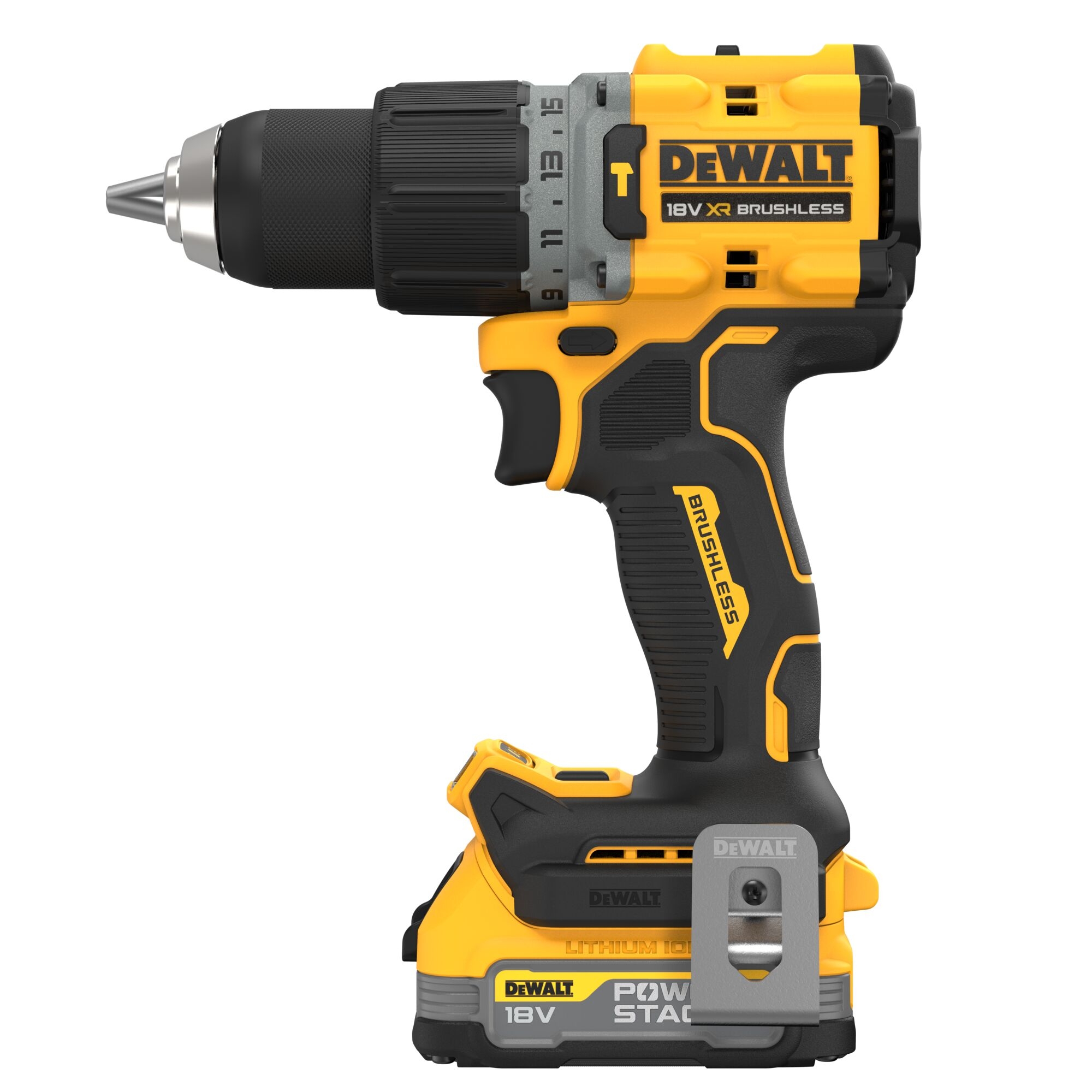 Аккумуляторная ударная бесщеточная дрель-шуруповерт DEWALT DCD805E1T, 18 В, аккумулятор PowerStack 1.7Ач