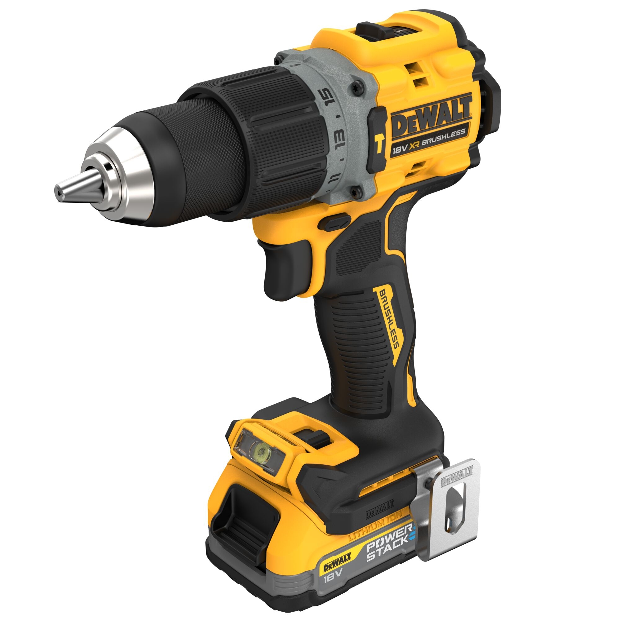 Аккумуляторная ударная бесщеточная дрель-шуруповерт DEWALT DCD805E1T, 18 В, аккумулятор PowerStack 1.7Ач