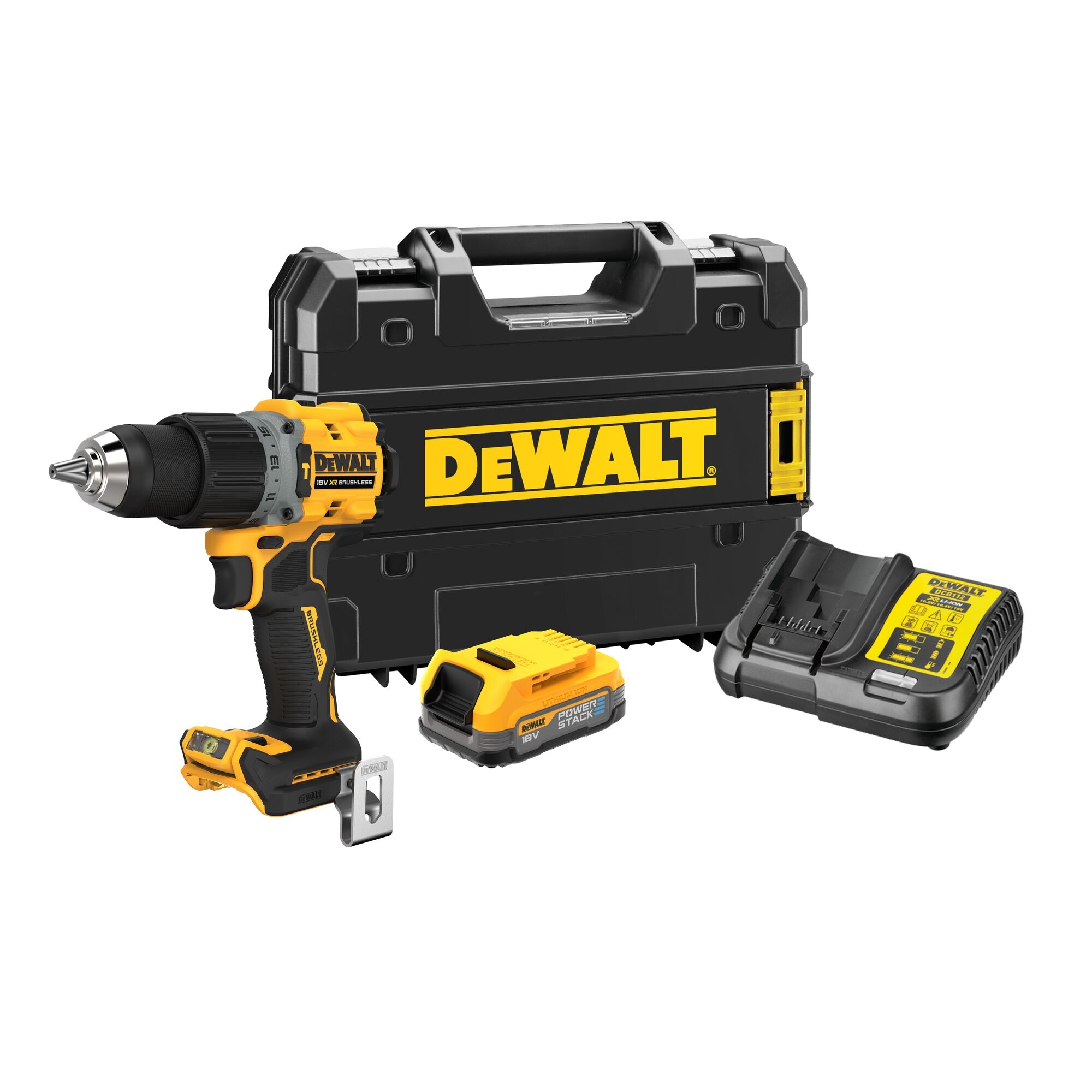 Аккумуляторная ударная бесщеточная дрель-шуруповерт DEWALT DCD805E1T, 18 В, аккумулятор PowerStack 1.7Ач