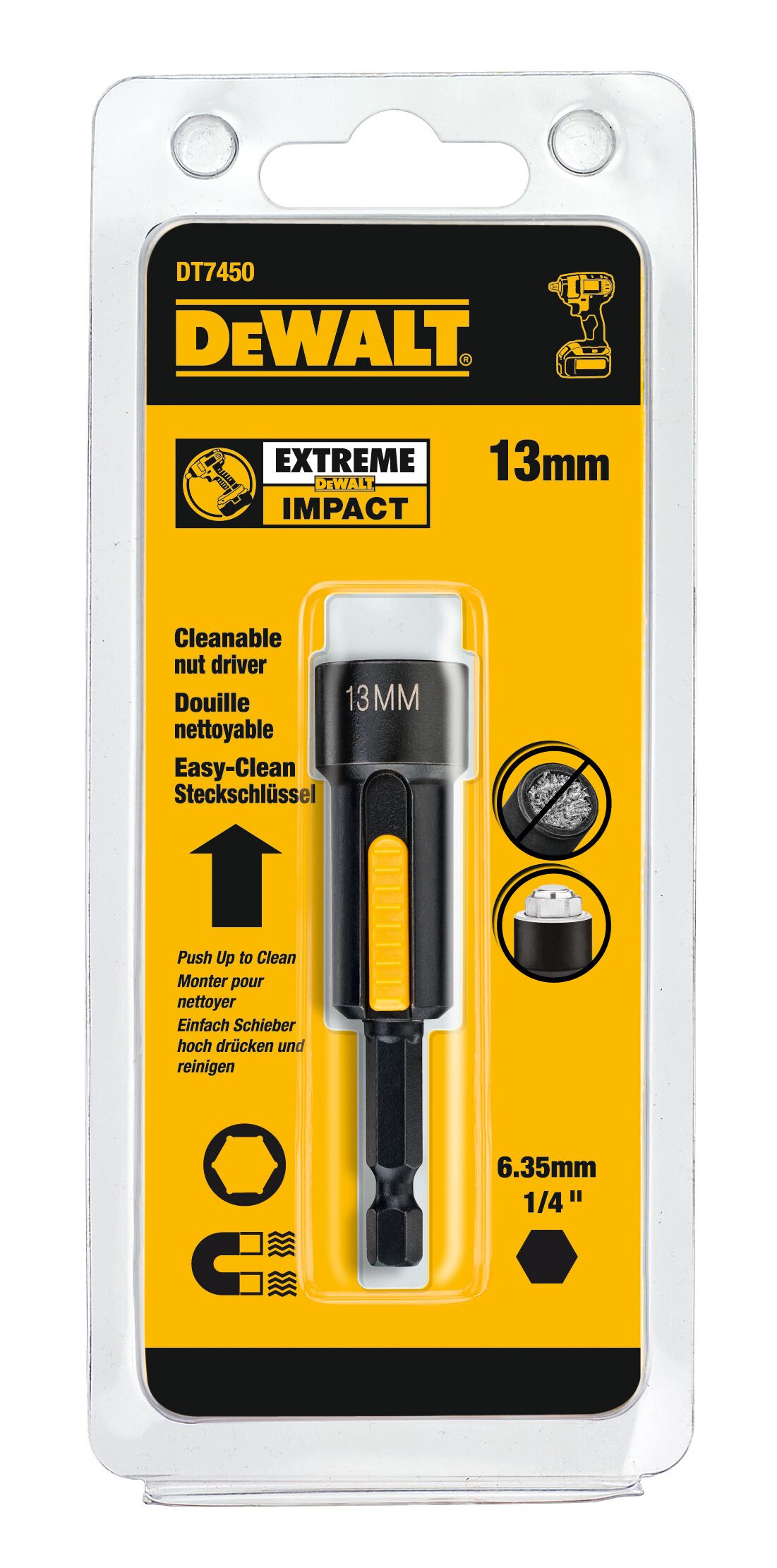 Торцевой ключ DEWALT IMPACT DT7450 13 мм магнитный Easy Clean 1620₽