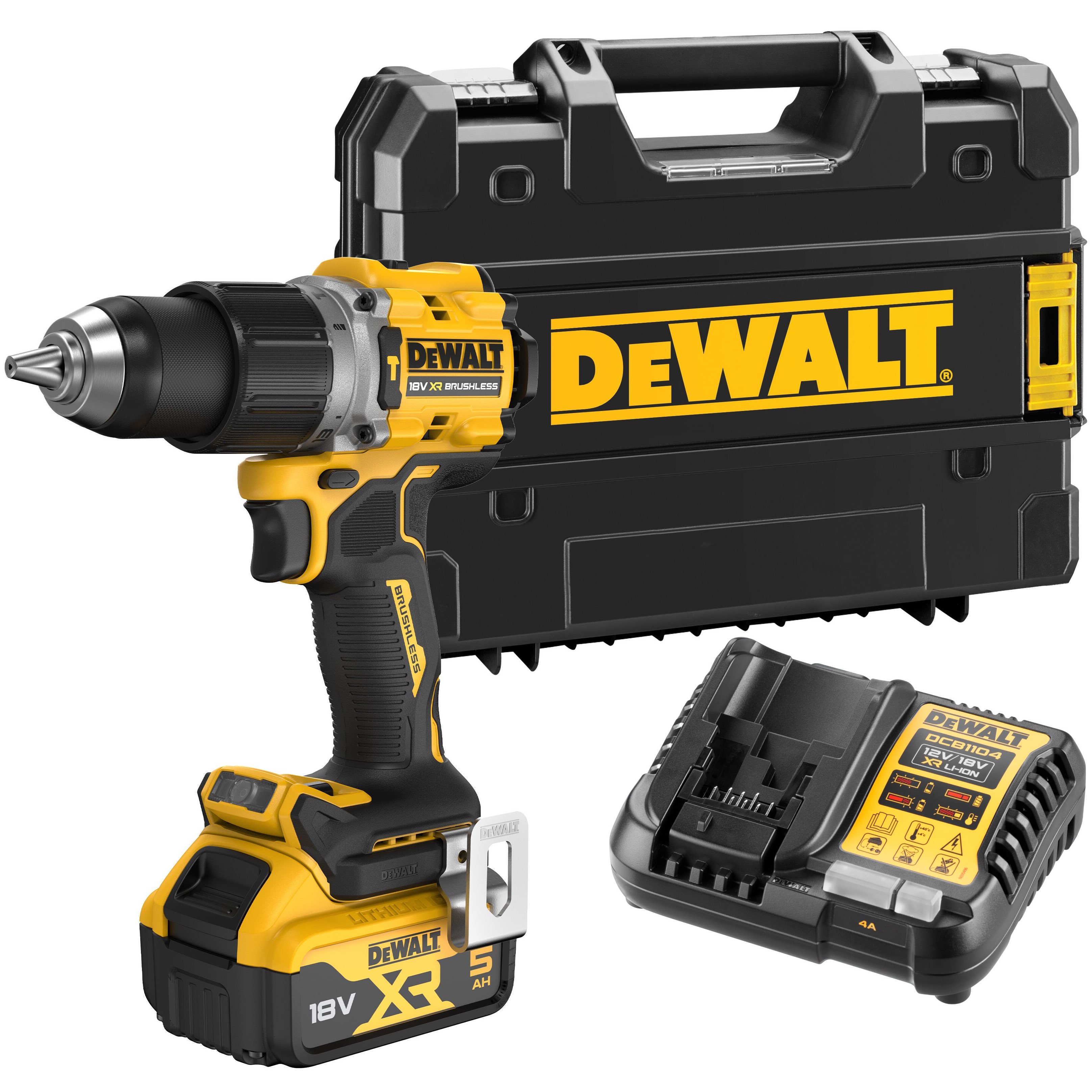 Аккумуляторная ударная дрель-шуруповерт DEWALT DCD805P1T 18 В 2000 обмин 34000 удмин с АКБ 5 Ач и ЗУ в кейсе TSTAK DCD805P1NT-XJ 42870₽