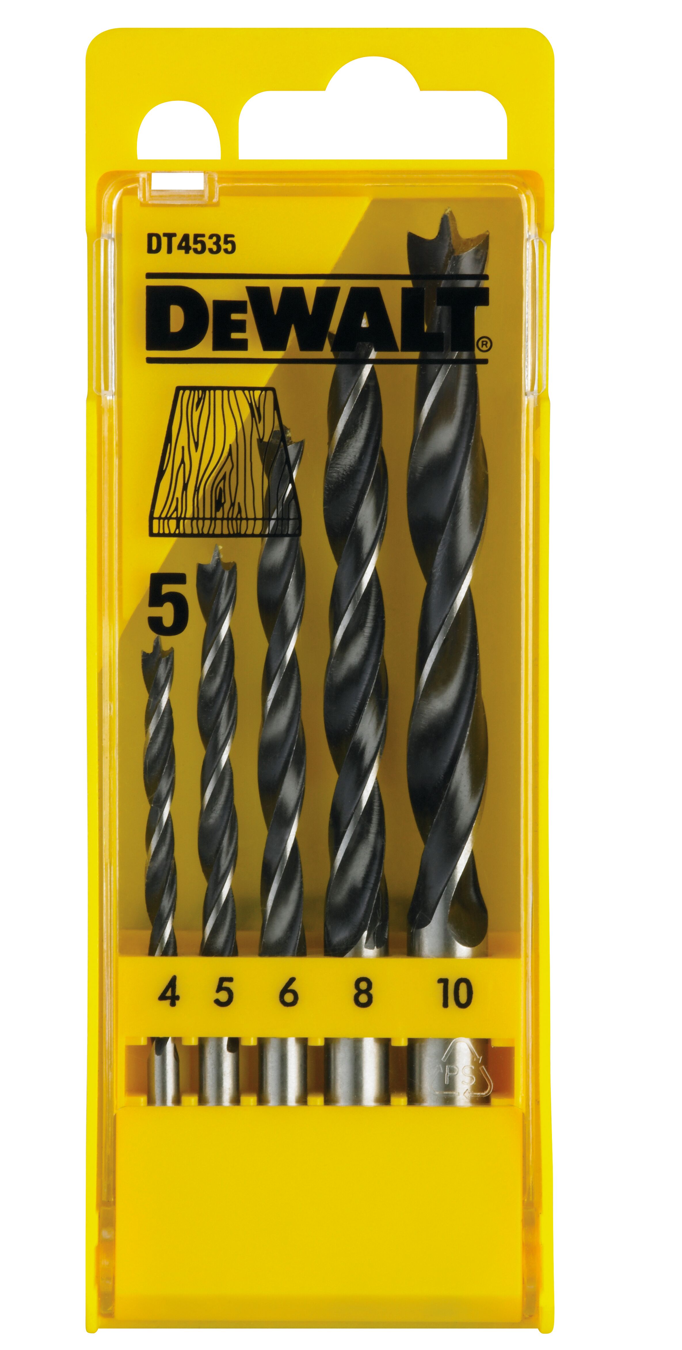 Набор сверл DEWALT DT4535 по дереву 4-10 мм 5 шт DT4535-QZ 670₽